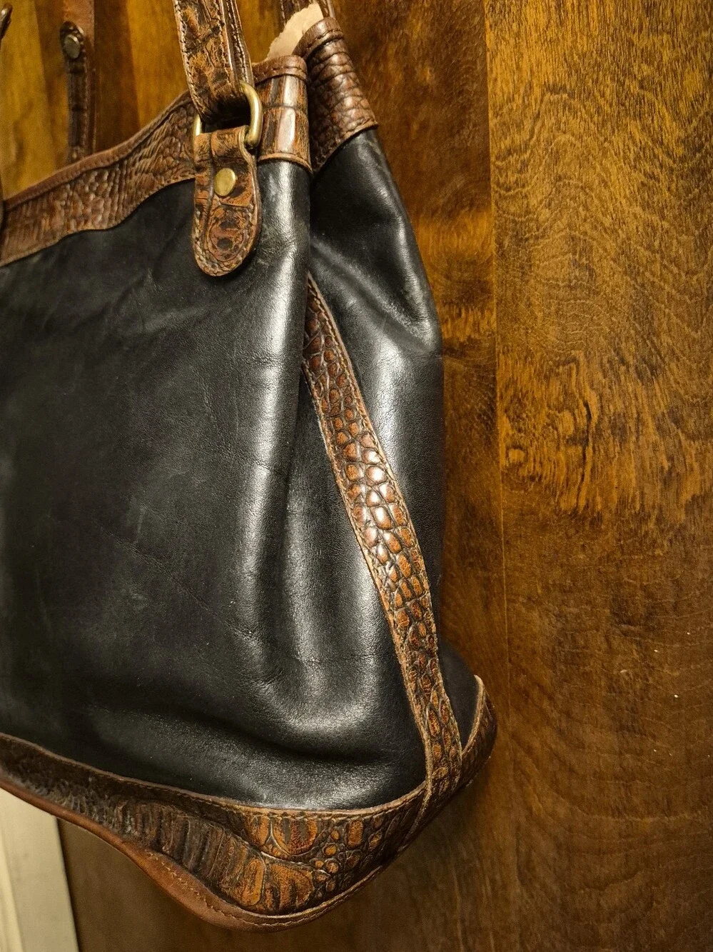 BRAHMIN 🖤🤎 TUSCAN COLLECTION Medium Shoulder Bag 🌟 EUC VINT Black/Brown Leath